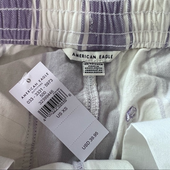 NWT American Eagle Outfitters Purple Stripe Cotton Drawstring Shortie Shorts XS - Picture 9 of 11